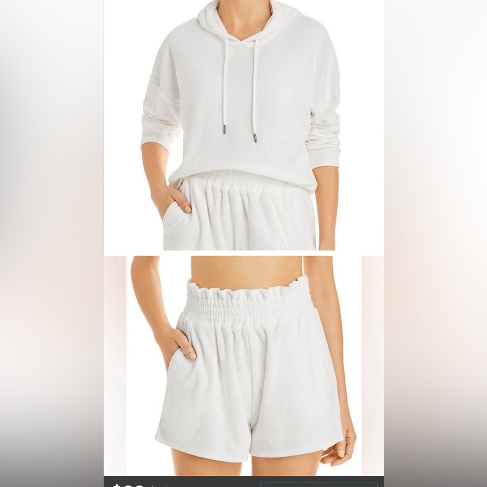 2 Piece-Aqua Swim Terrycloth Crop Oversized Hoodie & Short Set